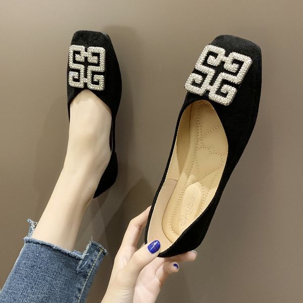 

tongxi leather shoes woman soft boat shoes for women flats big size 35-40 ladies loafers non-slip sturdy sole, Black