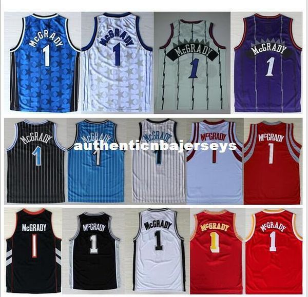 

mcgrady jersey # 1 ретро белый фиолетовый черный красный красный blue star дешевые ретро баскетбольные майки высокого качества ncaa college, Black;blue