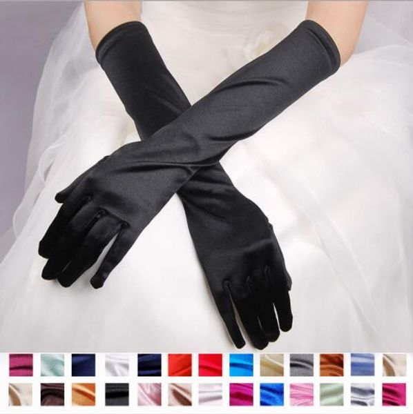

full finger bridal gloves wedding dress long satin matte wedding sleeves sunscreen cover scars below elbow length gloves, White