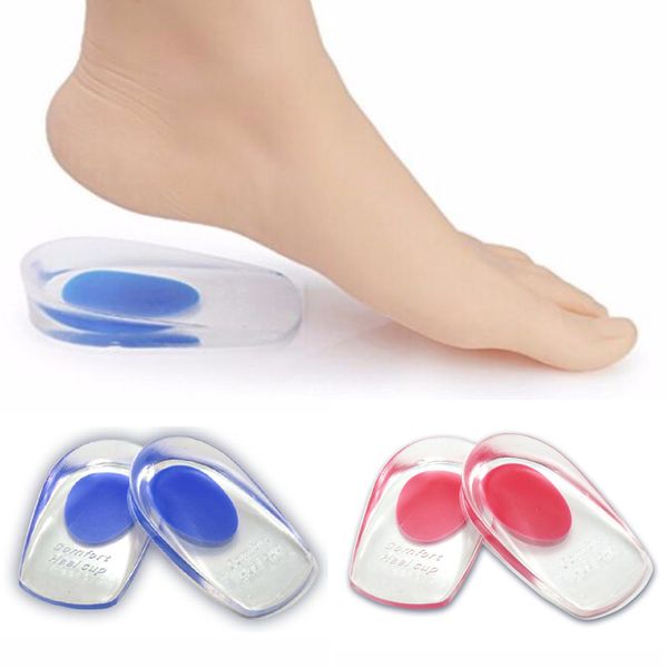 

1 pair soft silicone increase heel support pad cup gel shock cushion ortc insole plantar care half-height