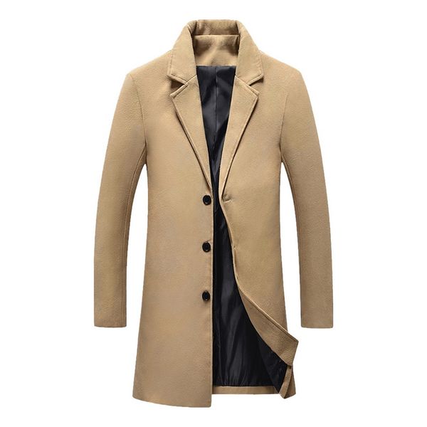 

monerffi wool blend men coat woollen overcoat winter autumn men coat fashion brand clothing lined warm woolen overcoat male 5xl, Black