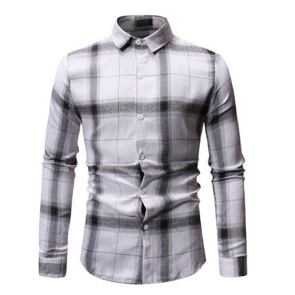 

spring fashion mens blouse and shirts men's simple chequered long sleeve button shirt blouse camisas para hombre #15, White;black