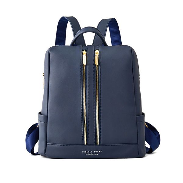 

solid color pu leather women backpack 2020 multi pocket design lady bagpack design female travel backpack girl school bag