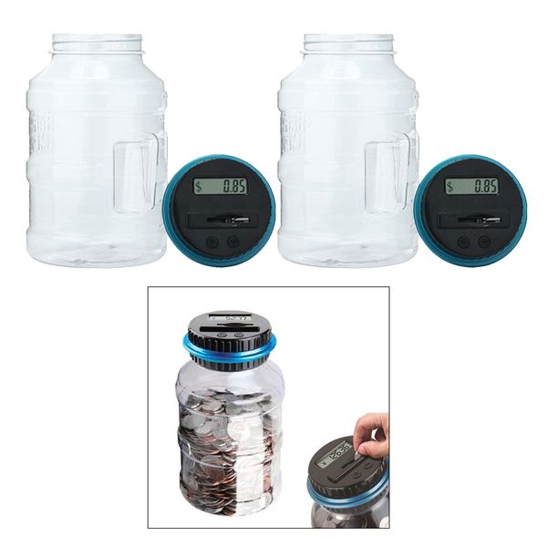 

2x digital plastic digital coin counting money box money box