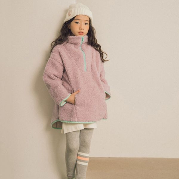 

2019 winter girls new design mandarin collar sweatshirt coat baby girls loose casual warm jacket kids solid thicken coat, Blue;gray