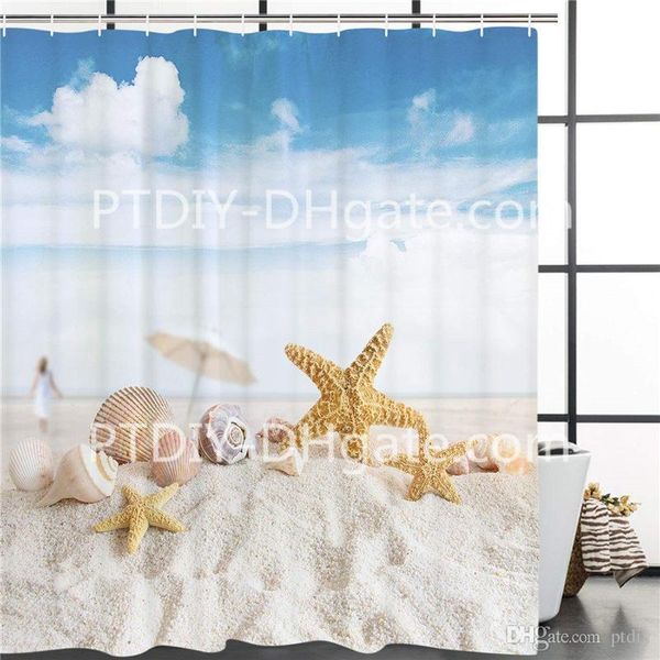 2019 Beach Shower Curtain Seashells Starfish Sunshine Vacations