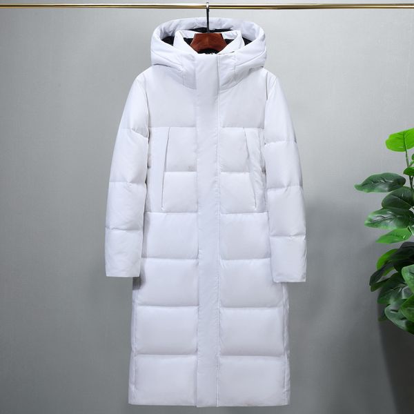 

nice winter men white duck down long down jacket fashion casual hooded thicken warm black parka and coats male brand