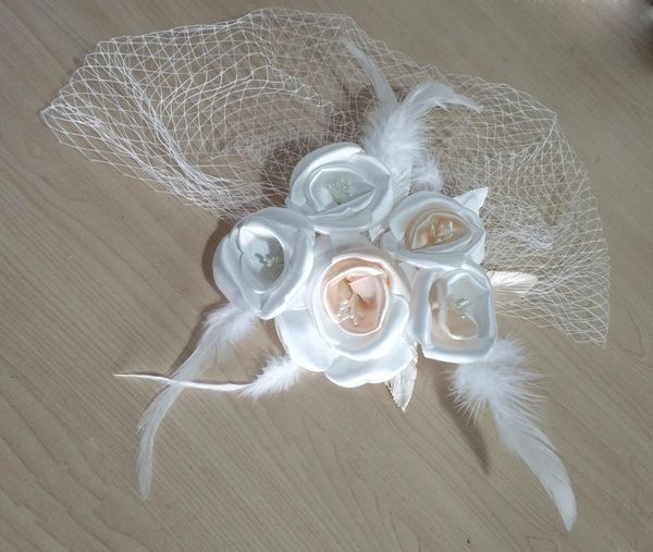 

arrival in stock white feather beading tulle wedding veil decoration for bridal party wedding accessories