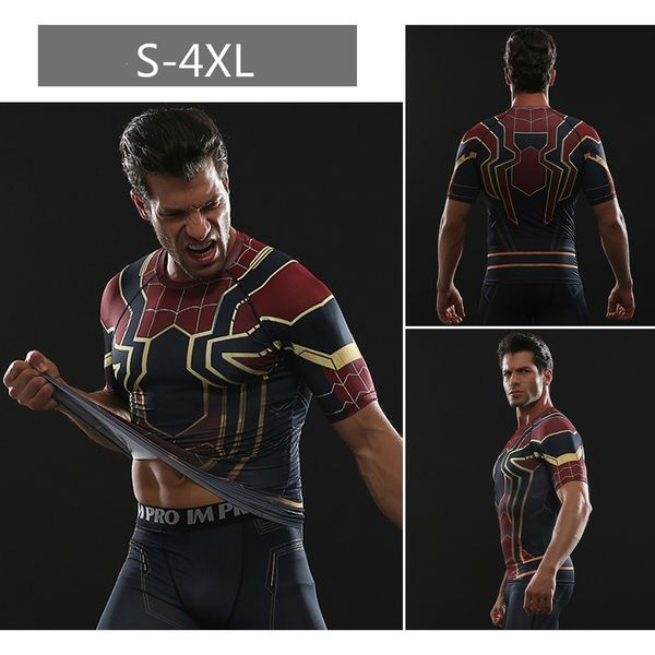 

men's fashion compression tights short sleeve training workout round necks 3dfitness tee shirts apparel, White;black