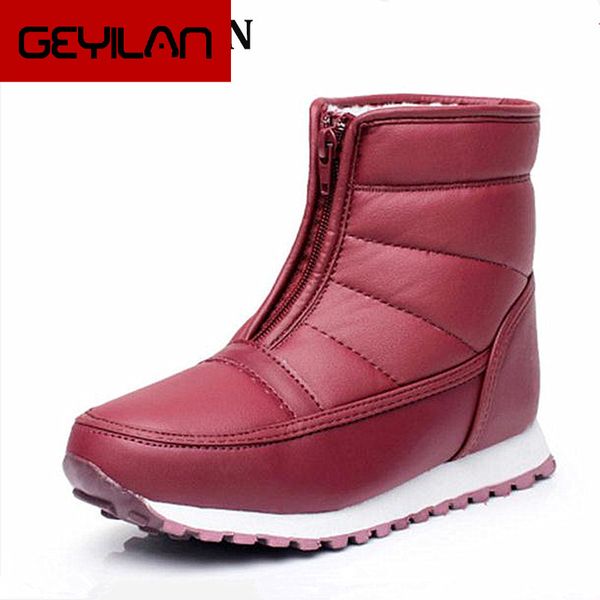 

brand fashion 2018 warm/comfortable snow boots for women boots eur35-45 color wine/ burgundy/black pu vamp m28