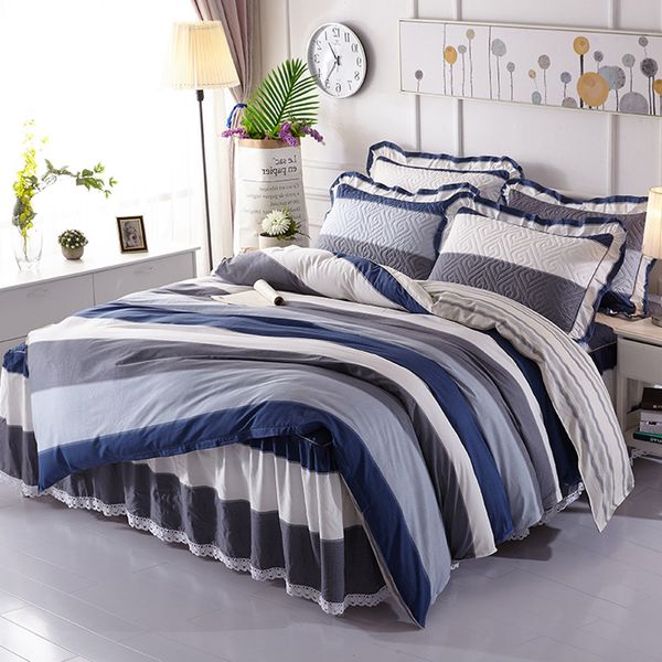 

pure cotton bed cover bed skirt four-piece set cotton set lace single piece
