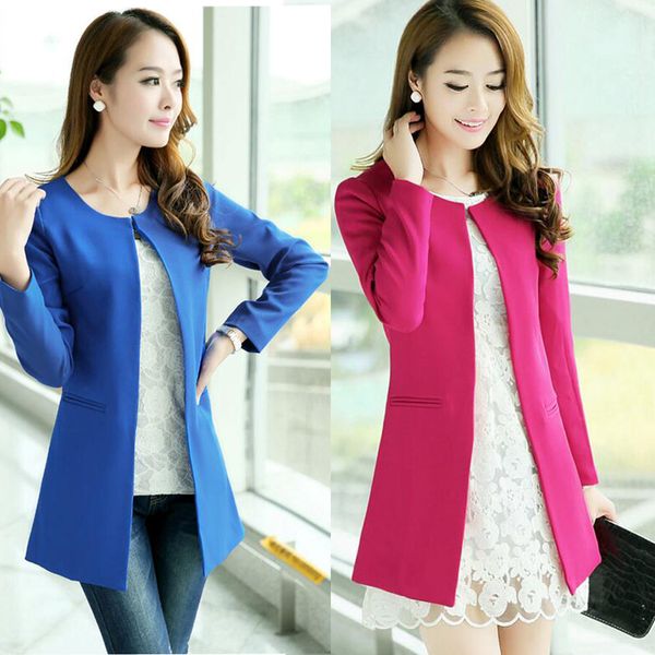 

new suits female long coat cultivate morality dress show thin long suit trench coat women windbreaker, Tan;black