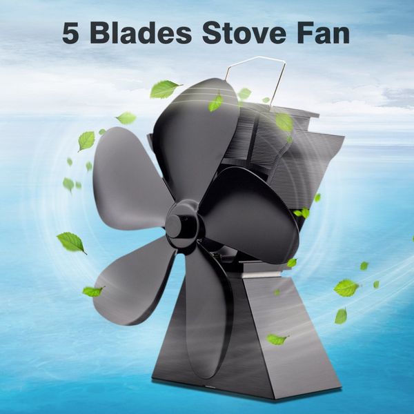 

5 blades heat powered stove fan fuel saving solid aluminum stove fan eco-friendly household blower