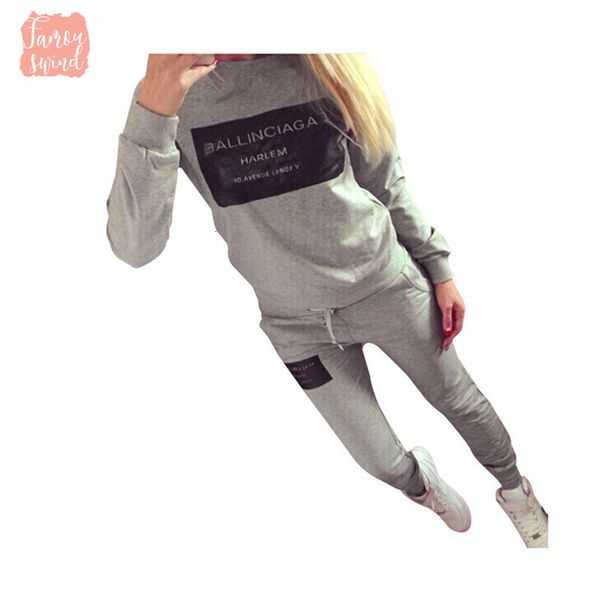 

женщины outfit спортивная весна осень зима печатные письма ladies флис v шеи длинным рукавом спортивные костюмы 2 шт повседневный комплект, White