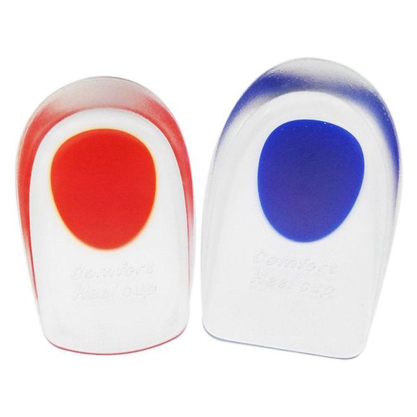 

2 pair of gel heel cups heel support pads cushions for plantar fasciitis pain---uk3.5-6.5(red+blue, Black
