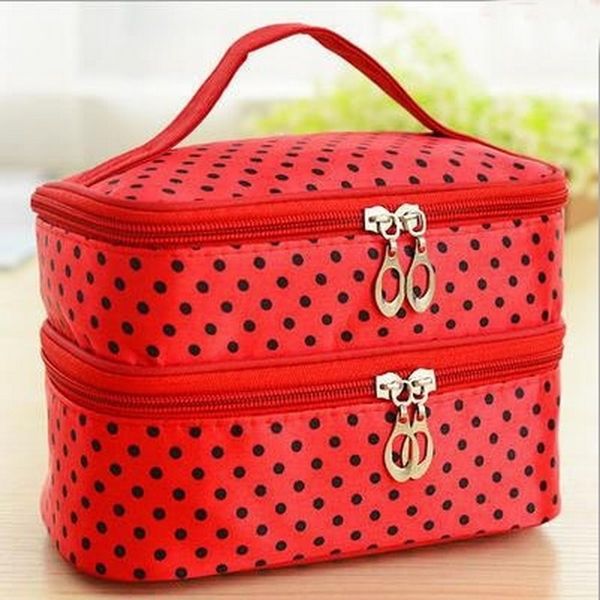

new multifunction portable cosmetic picnic small parts bag dot beauty case make up tas purse organizer storage travel bag