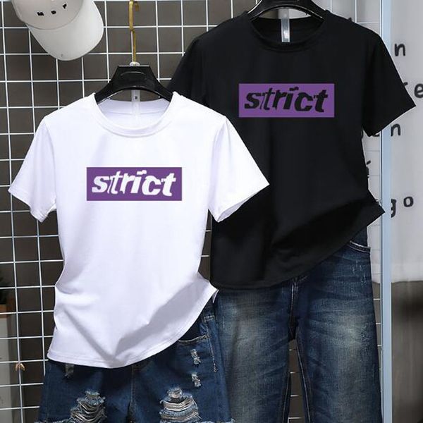 

strict print t shirt women short sleeve round neck cotton spandex women casual slim tshirt femme, White