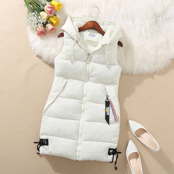 

3 xl plus size women vest winter jacket pocket hooded coat warm casual cotton padded vest female slim sleeveless waistcoat 2019, Black;white