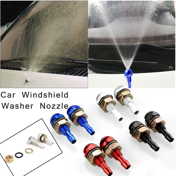 

2 pcs car front windshield spray eyes on hood front hood fan-shaped car cleaning wiper injection nozzle