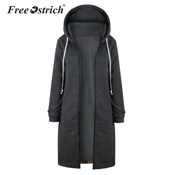 

ostrich sweatshirt women warm zipper long coat jacket outwear hoodies hoodie sudadera mujer l1825, Black;brown