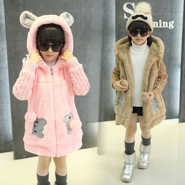 

jenya 2019 baby girls fur warm coats autumn winter baby kids jackets kids zipper hooded jackets children outwear clothes, Blue;gray