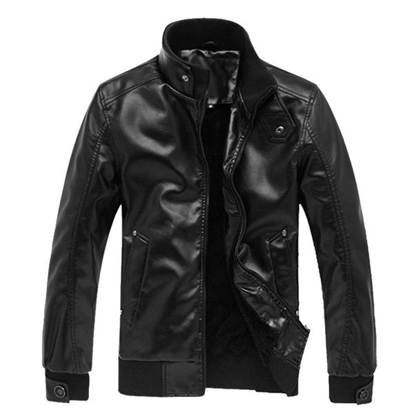 

shujin autumn leather jacket men fashion solid black jacket coat 2018 winter windbreaker warm mens motorcycle plus size