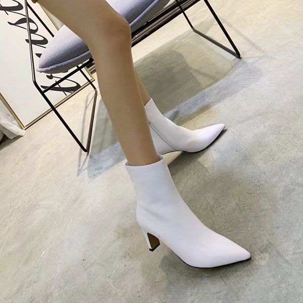 

2020new women leather ankle boots women's ankle boots luxury designer boots fashion booties quality, Black