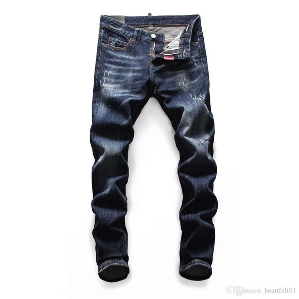

brand jeans mens luxury designer jeans baggy biker high waisted ripped rock revival black skinny men jean jeckets long pants trousers 044, Blue