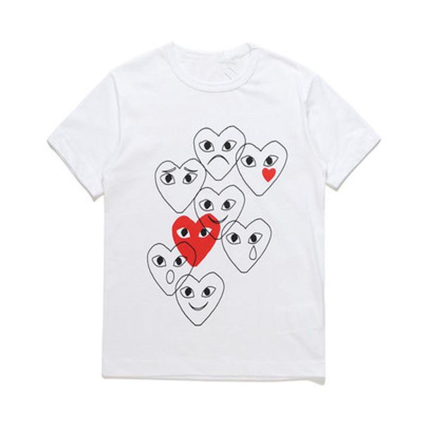 

18ss com new g 1 cdg holiday heart emoji play japanese brand embroidery christmas peach limited edition t-shirt cotton short sleeved, Black;blue