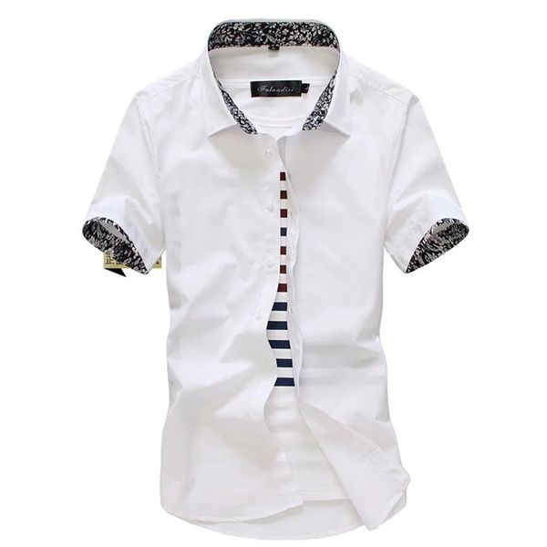

summer shirt for men korean style casual slim shirt solid color short sleeve youth plus size slim male, White;black