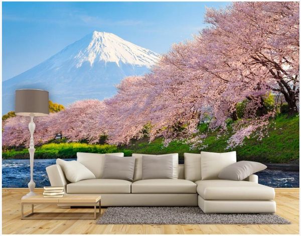 

wdbh 3d wallpaper custom p mural japan beautiful sakura flower mount fuji background living room wallpaper for walls 3 d