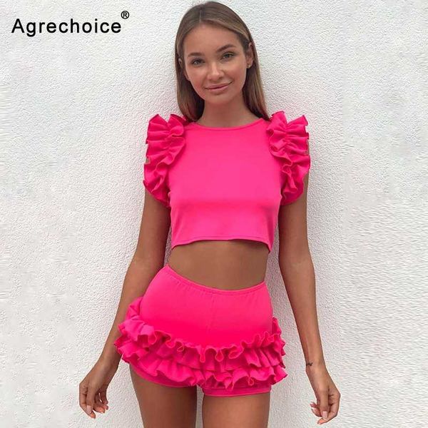 

2020 new ruffle bikini swimwear women two piece swimsuit high waist bikini set solid bathing suits beach wear swimming suit