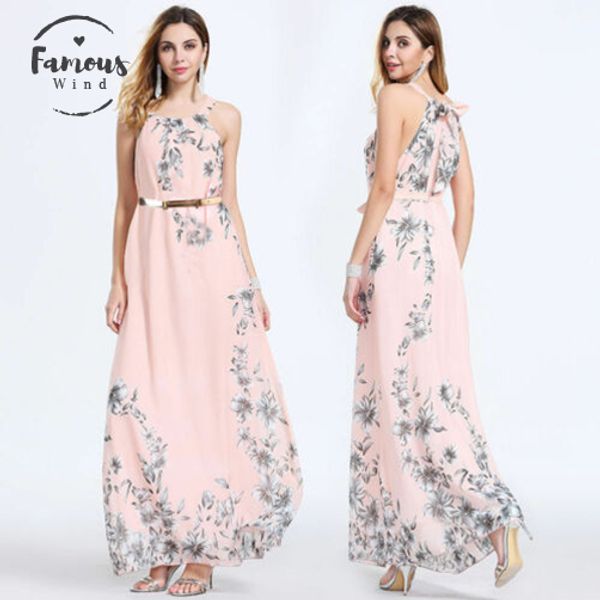 

crew neck 2020 new women ankle-length summer casual floral sleeveless evening party club wear long dress, Black;gray