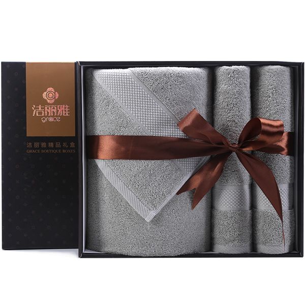 

jie ya cotton towel bath towel gift box three-piece set soft absorbent favor business welfare custom-built gift set
