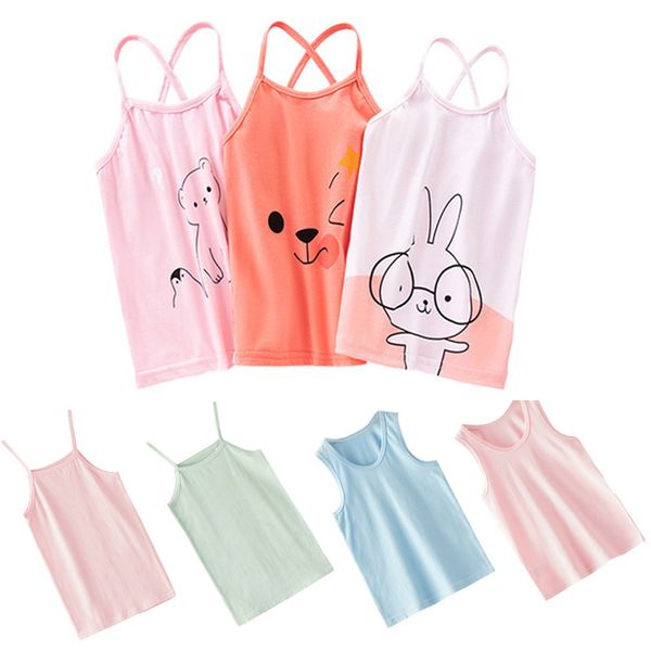 

2020 summer girl vest cartoon kids underwear sleeveless cotton girls undershirts baby camisole shirts for children clothing, Camo
