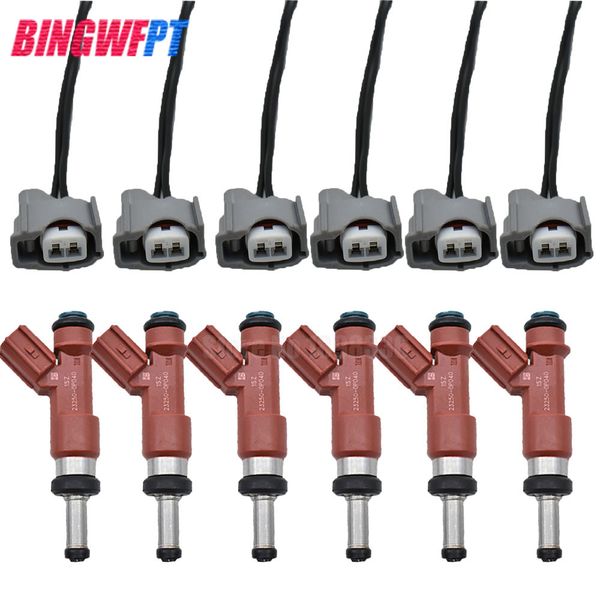 

6pcs/lot 23209-31050 23250-31050 23250-0p040 fuel injector + wires for toyota avalon camry highlander rav4 sienna venza 3.5l v6