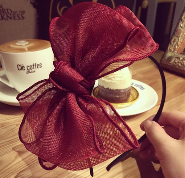 New Headdress Oversized Bow Gauze Thin Hair Bands Headband Lady