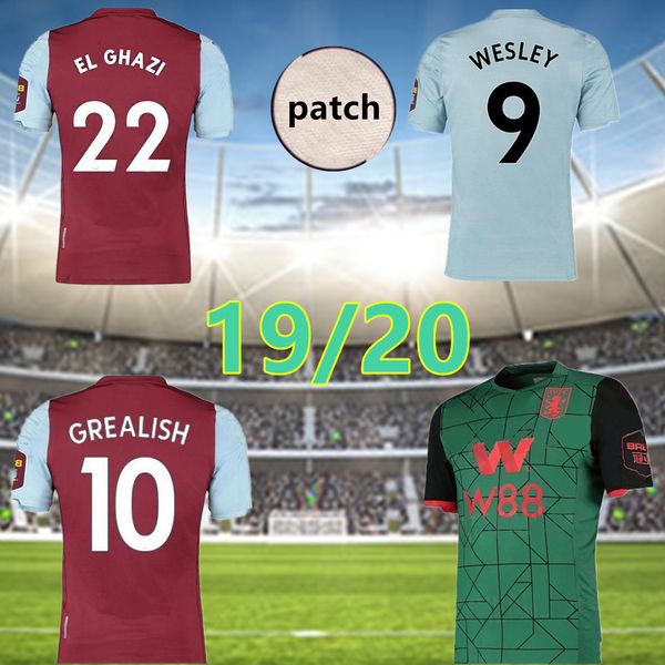 

19 20 aston villa wesley home red soccer jersey 2019 2020 away wesley grealish mcginn hutton el soccer shirt kodjia 3rd football uniform, Black;yellow