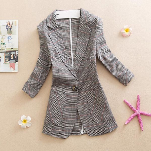 

пиджаки женские костюмы новый 2019 мода пиджак женская одежда длинные стройные пальто весна и осень плед костюм женская верхняя одежда, White;black