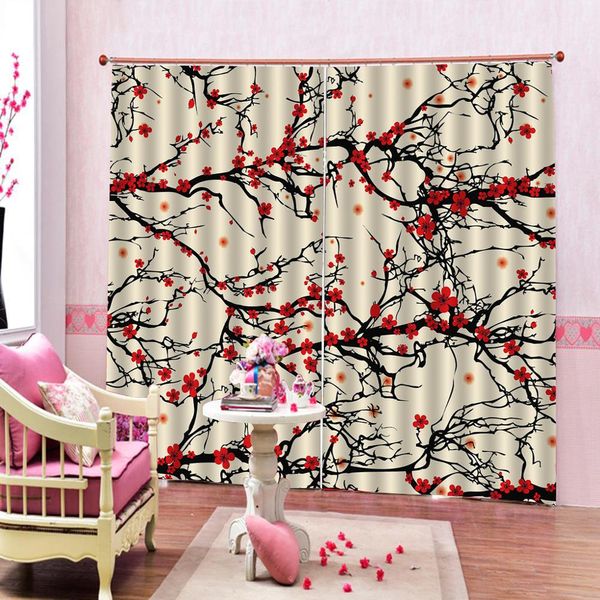 

chinese ink plum blossom 3d curtain for living room bedroom blackout curtains custom size