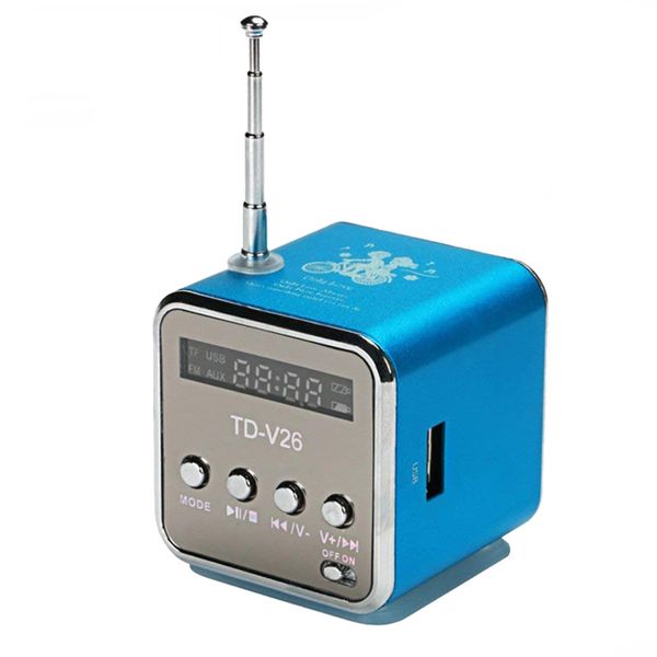 

portable td-v26 digital fm radio speaker mini fm radio receiver with lcd stereo loudspeaker support micro tf card
