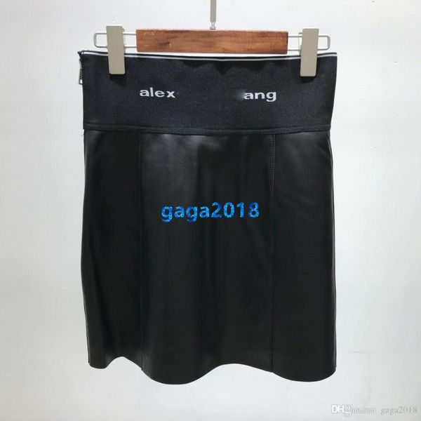 

high end женщины девушка овчина короткая юбка письмо шаблон пояса bodycon юбка платье из натуральной кожи высокое качество мода дизайн роско, Black