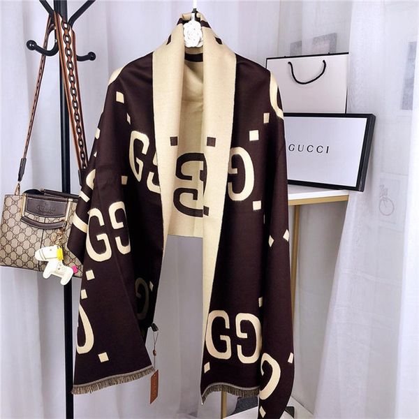 

autumn winter women cashmere scarf fashion women's double letter scarf woman soft warm scarf shawl, Blue;gray