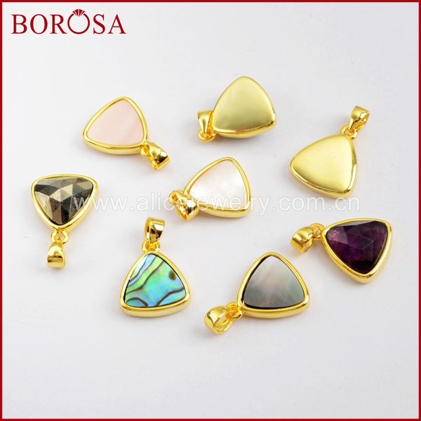 

borosa 10pcs gold color triangle multi-kind faceted stones pendant natural gems pendant for necklace women jewelry wx990, Black