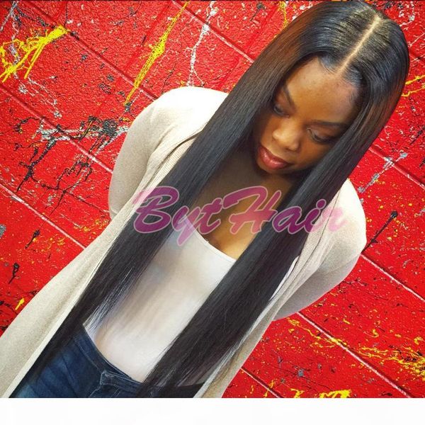 

bythair бразильских человеческих волос полных париков шнурок дева волос silk straight glueless полных парики шнурок черной женщина фронт шну, Black;brown