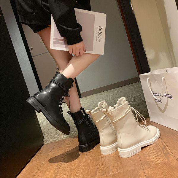 

fashion women's ankle boots 2019 new classic punk platform women boots autumn winter snow ladies motorcycle, Black