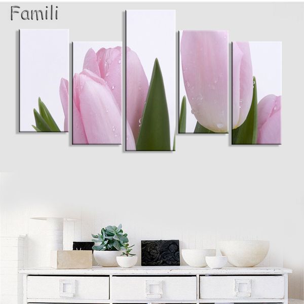 

5pcs/set romantic canvas painting rose flower oil painting large wall art pictures for living room print on canvas no frame