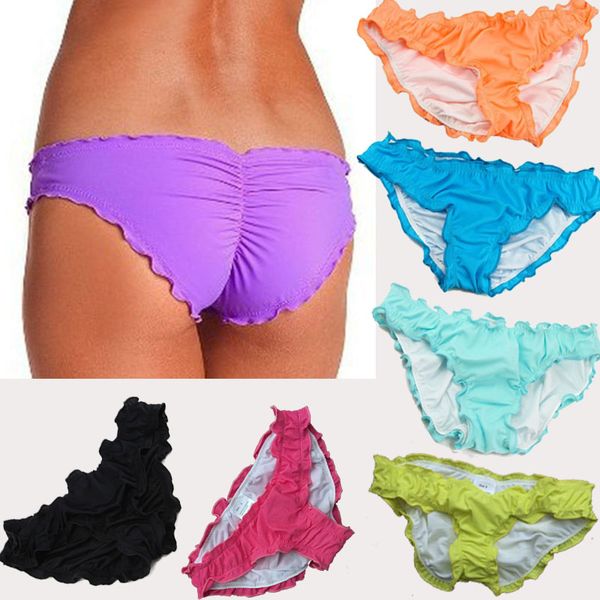 

summer cute tanga thong beachwear plus size bikini short ruffle swimwear bottom women swimsuit underwear bottoms, White;black