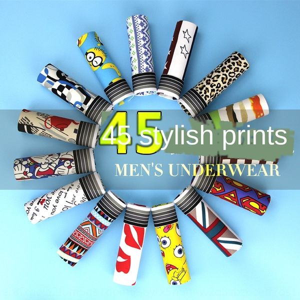 

men's cartoon boxer fashion printing breathable men's underwear cartoon boxer fashion underwear printing breathable, Black;white