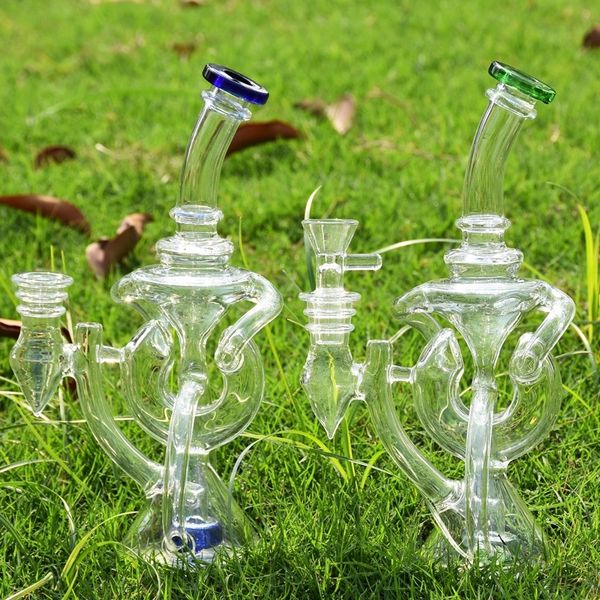 Thick Recycler Oil Burner Hookah Bong Oil Rig Shisha 8,6 polegadas vidro requintado da tubulação de água Limpar Dab Rig para cachimbos